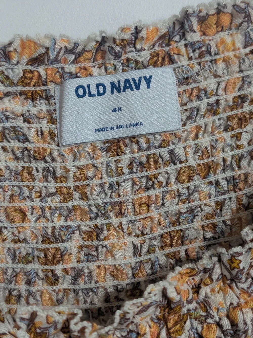 Old Navy Women's Yellow Floral Smocked Peasant Top